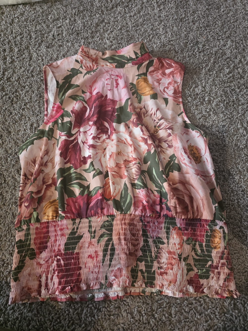 Express Floral Mock Neck Sleeveless Top - Pink, Green, Yellow